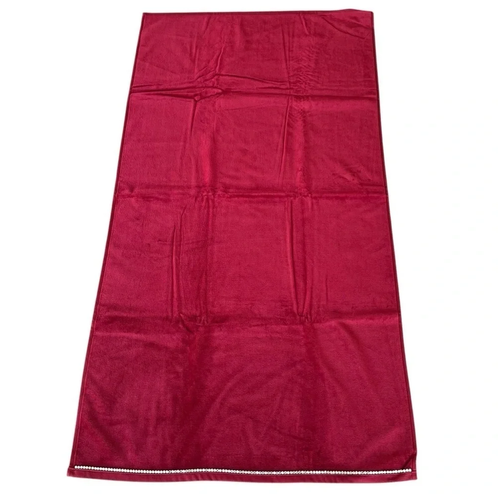VTG Ruby Red Rhinestone 4-Piece Bath Towel Set 100% Turkish Cotton Fancy NWOT